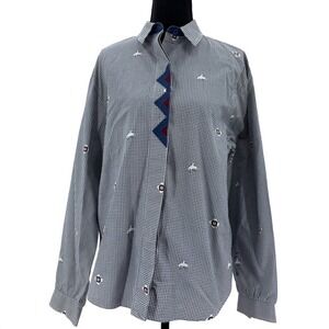 vintage western shirt Med gingham embroidered rodeo cowgirl aesthetic button up